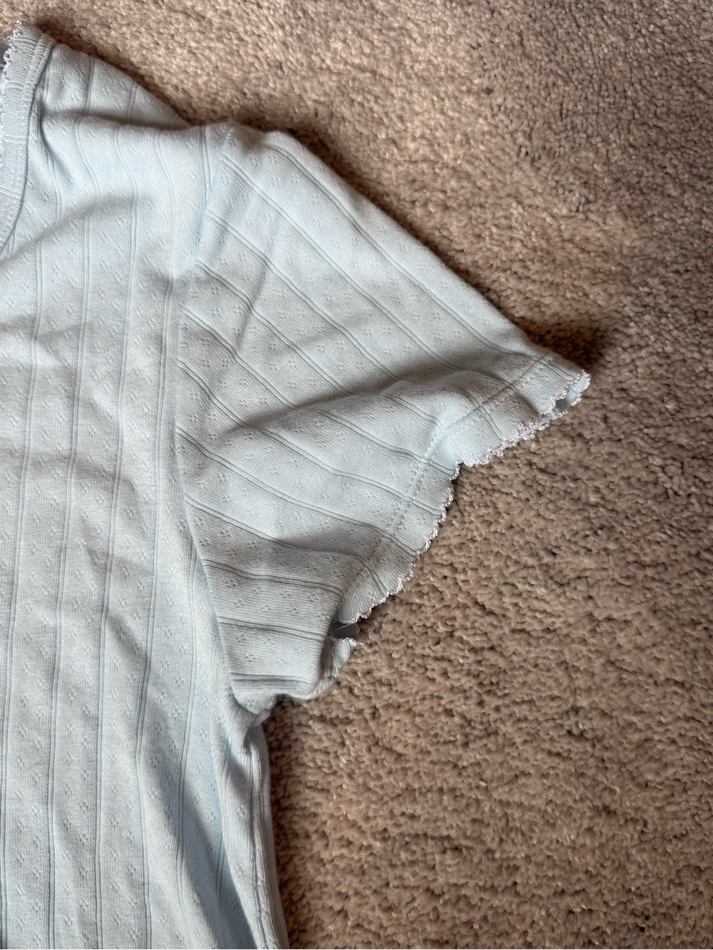 Light Blue Ribbed Short Sleeve Top - Picture 3 of 5